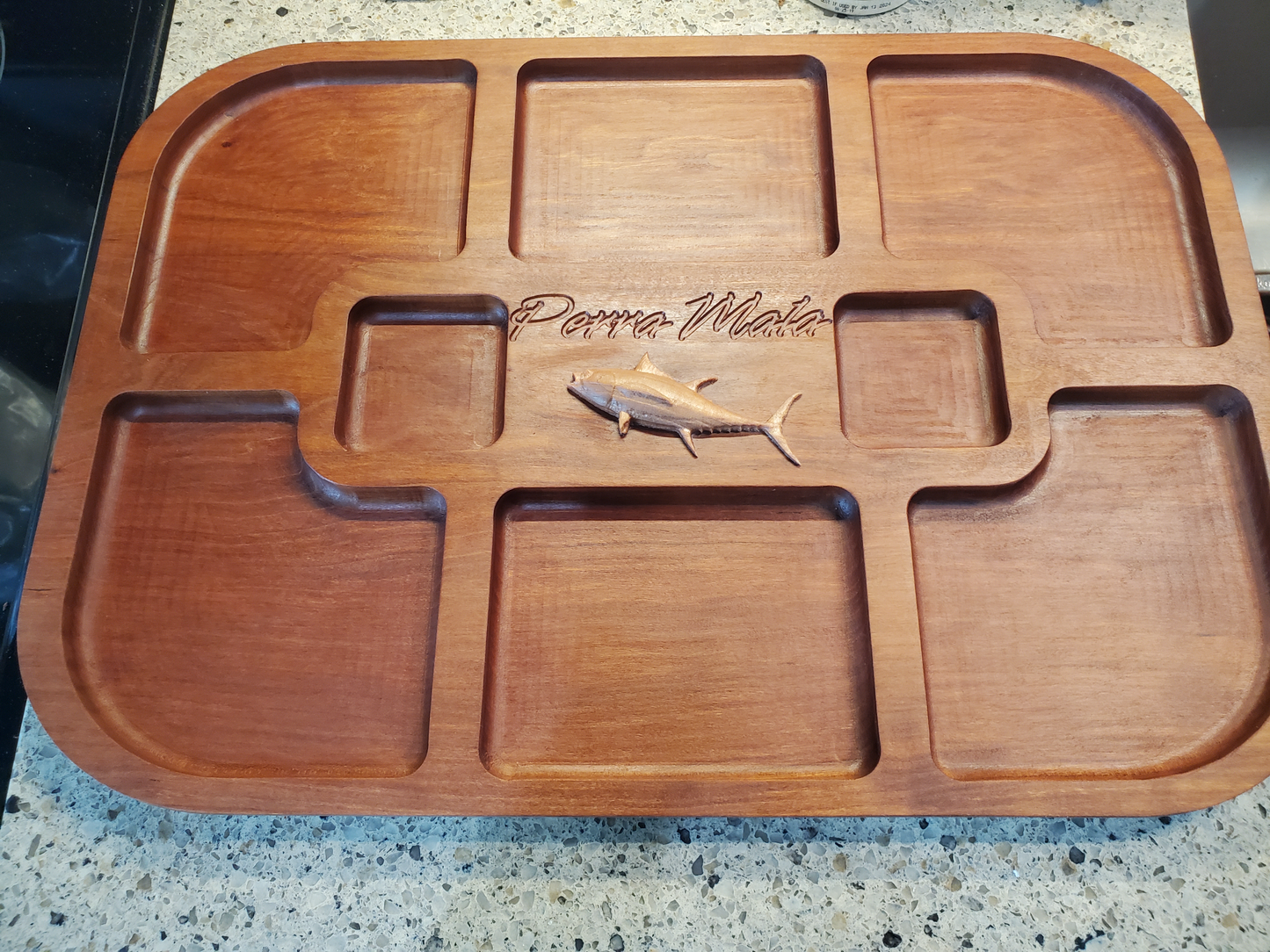 Large cherry serving tray - 13 x 19