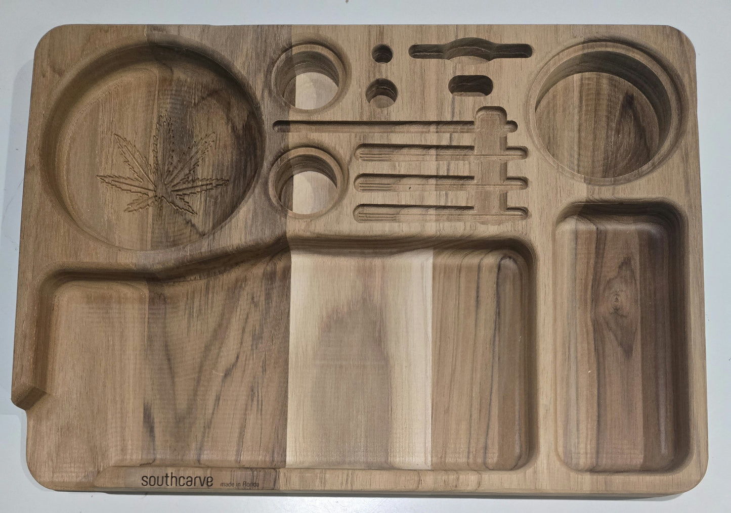 solid teak rolling tray