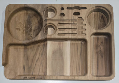 solid teak rolling tray